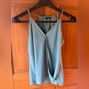 Paper moon teal green sleeveless blouse with cross-cross front